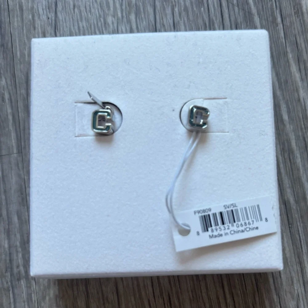 NWT Coach Silver Initial C Earrings - Picture 2 of 4